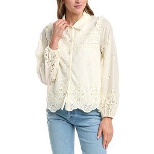 Colette Rose Womens  Button Front Top, White